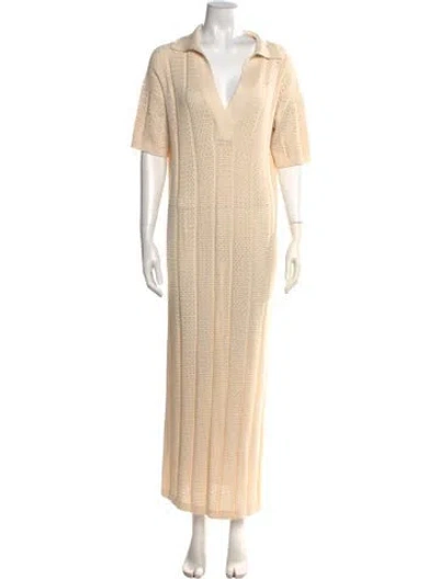 Pre-owned Eleven Six V-neck Long Dress In Neutrals
