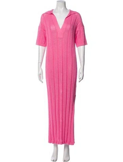 Pre-owned Eleven Six V-neck Long Dress In Pink