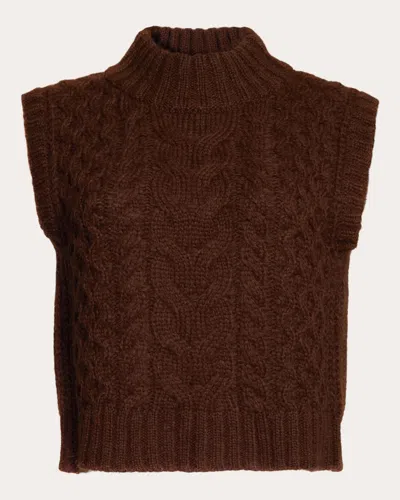 Eleven Six Women's Ada Alpaca Wool Mock Neck Sweater Tank In Brown
