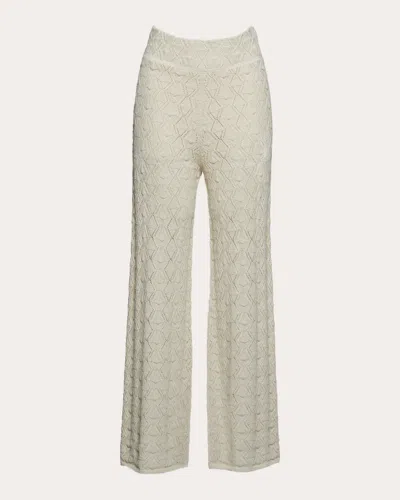 Eleven Six Women's Amelia Lace Stitch Wool Pants In White