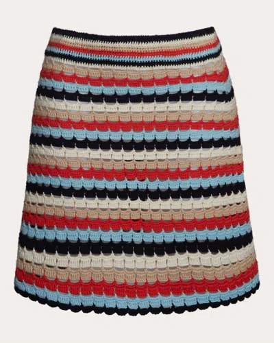 Eleven Six Women's Aria Stripe Crochet Cotton Mini Skirt In Muticolor