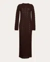 Eleven Six Women's Aurela Lace Stitch Wool Maxi Dress In Brown