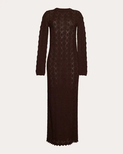 Eleven Six Women's Aurela Lace Stitch Wool Maxi Dress In Brown