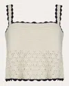 Eleven Six Women's Caria Crochet Cotton Scallop-trim Tank Top In Ivory/black Combo