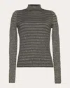 Eleven Six Clara Textured Mock-neck Sweater In Black/gold Lurex