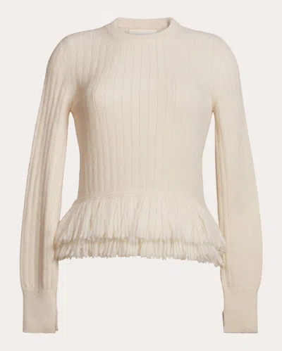 Eleven Six Women's Colette Ribbed Fringe-hem Sweater In Neutral