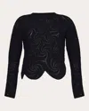 Eleven Six Women's Dahlia Cotton Alpaca Crocheted Mock Neck Top In Black