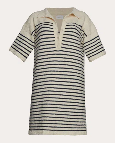 Eleven Six Women's Edie Stripe Bouclé Cotton Polo Mini Dress In Ivory/navy Stripe