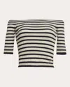 Eleven Six Women's Helene Stripe Off-shoulder Sweater In Black