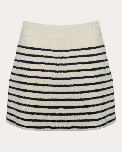 Eleven Six Women's Iris Stripe Bouclé Cotton Mini Skirt In Ivory/navy Stripe