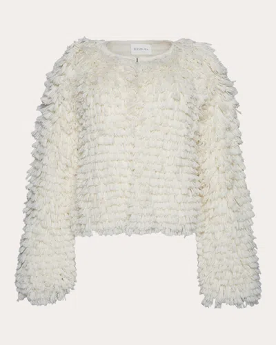 Eleven Six Women's Jenna Fringed Knit Wool Cardigan In White