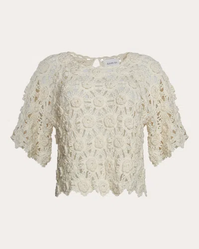 Eleven Six Women's Kara Floral Crochet Cotton Crop Top In White