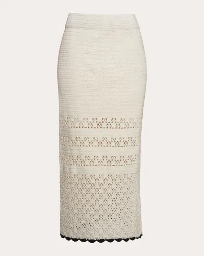 Eleven Six Women's Lucia Crochet Cotton Scallop-trim Midi Skirt In Ivory/black Combo