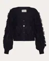 Eleven Six Luella Fringed Button-down Cardigan In Black