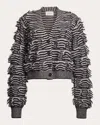 Eleven Six Women's Luella Stripe Alpaca Wool Fringed Cardigan Wool/polyamide/baby Alpaca In Black