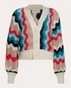 Eleven Six Women's Luna Chevron Knit Cotton V-neck Cardigan In Muticolor