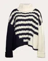 Eleven Six Women's Maeve Striped Cable-knit Alpaca-blend Sweater In Ivory/black