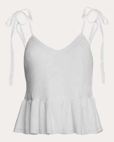 Eleven Six Women's Mali Cotton Knit Peplum Tank Top In White