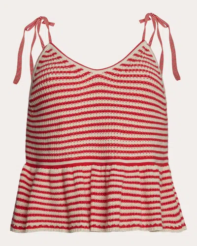 ELEVEN SIX WOMEN'S MALI STRIPE COTTON KNIT PEPLUM TANK TOP