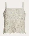 Eleven Six Women's Mila Floral Crochet Cotton Tank Top In White