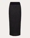 Eleven Six Women's Nola Metallic Stripe Wool Midi Tube Skirt In Black/gold Lurex
