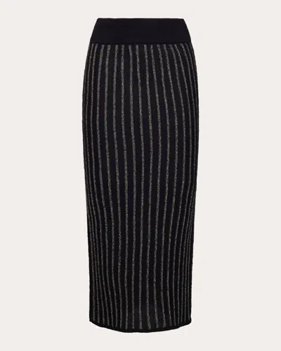 Eleven Six Women's Nola Metallic Stripe Wool Midi Tube Skirt In Black