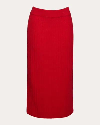Eleven Six Women's Pia Ribbed Wool Midi Tube Skirt In Red