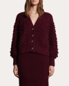 Eleven Six Sage Popcorn-stitch Alpaca-blend Cardigan In Burgundy