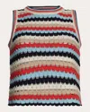 Eleven Six Sofia Striped Crochet Crop Top In Muticolor