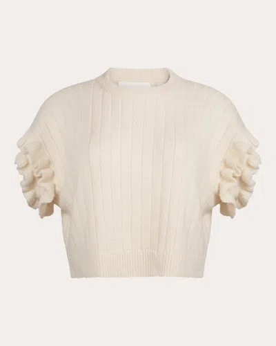 Eleven Six Women's Tanya Ribbed Alpaca-blend Ruffle Sweater In Neutral