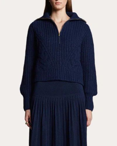 Eleven Six Women's Terra Alpaca Wool Half-zip Sweater In Blue