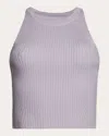 Eleven Six Women's Tia Ribbed Cotton Crop Tank Top In Purple