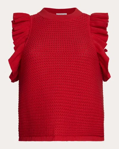 Eleven Six Women's Viola Cotton Ruffled Sweater Tank In Red