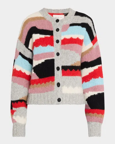 Eleven Six Zaria Button-down Intarsia Cardigan In Multi Color