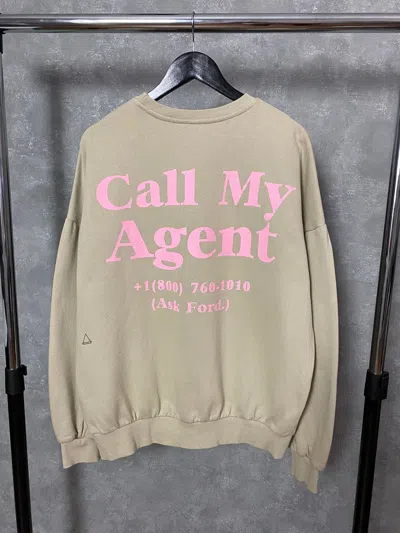 Pre-owned Elevenparis Call My Agent Cotton Beige Sweatshirt