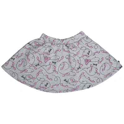 Elevenparis Kids' Eleven Paris Grey Barbie Phone All-over Print Skirt In Gray