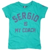 ELEVENPARIS ELEVEN PARIS "SERGIO IS MY COACH" SLOGAN T-SHIRT IN GREEN