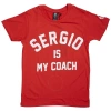 ELEVENPARIS ELEVEN PARIS "SERGIO IS MY COACH" SLOGAN T-SHIRT IN RED