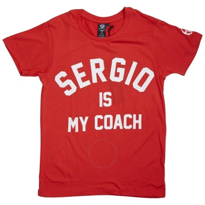 Elevenparis Eleven Paris "sergio Is My Coach" Slogan T-shirt In Red In Light Red