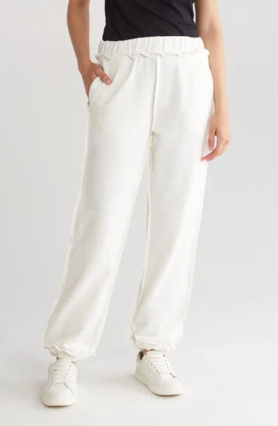 Elevenparis Frill Edge Cotton Sweatpants In White