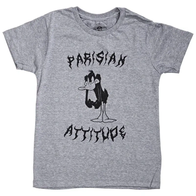 Elevenparis Little Eleven Paris Daffy Duck Parisian Attitude T-shirt In Grey