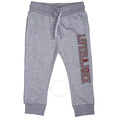 Elevenparis Kids' Little Eleven Paris Grey Life Is A Joke Sweatpants In Gray