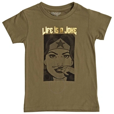 Elevenparis Little Eleven Paris Wonder Woman - Life Is A Joke T-shirt In Khaki