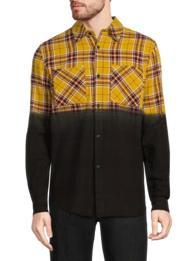 Elevenparis Men's Checked Regular Fit Colorblock Shirt In Solar Power