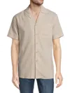 Elevenparis Men's Classic Fit Geometric Print Camp Shirt In Oatmeal
