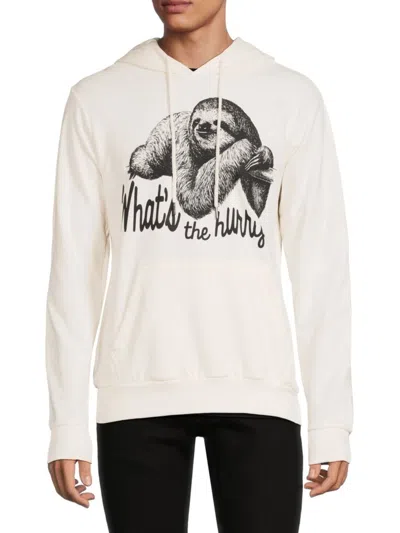 Elevenparis Men's Whats The Hurry Sloth Pullover Hoodie In Off White
