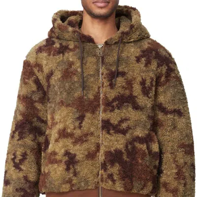 Elevenparis Sherpa Hooded Camo Jacket In Loden Frost Camo In Brown