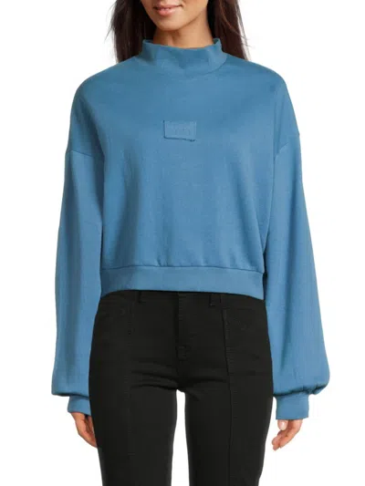 Elevenparis Women's Mockneck Cropped Sweatshirt In Blue Heaven