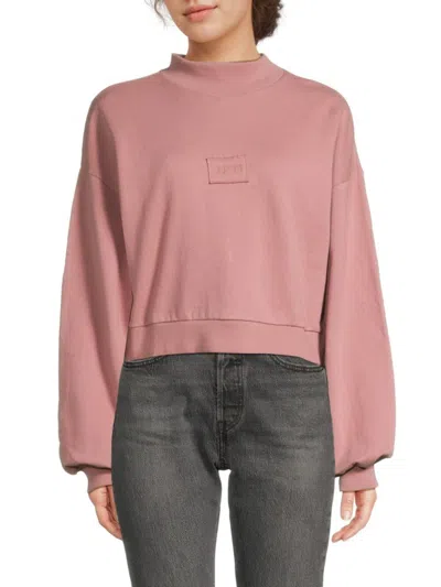 Elevenparis Women's Mockneck Cropped Sweatshirt In Woodrose