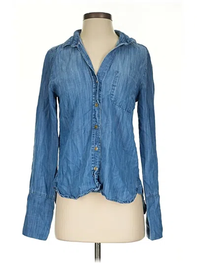 Pre-owned Elevenses Long Sleeve Button Down Shirt In Blue